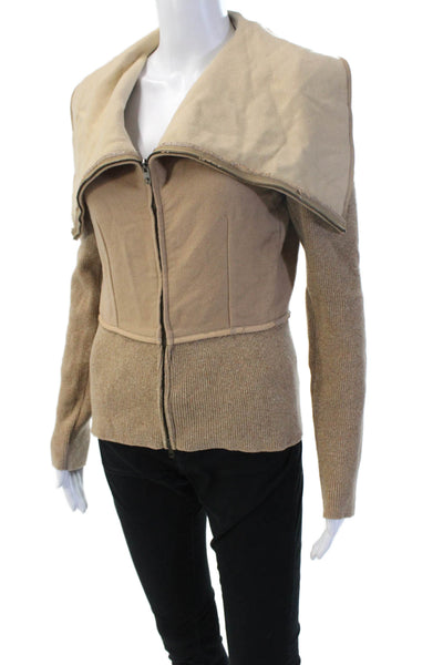 Stella McCartney Womens Beige Camel Virgin Wool Jacket Size 42