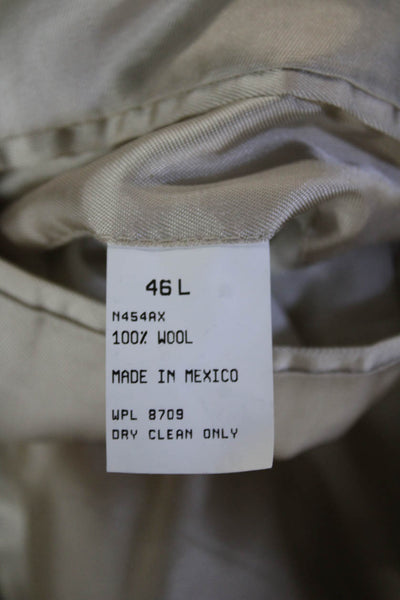 Nautica Mens Beige Wool Check Sport Coat Button Collared Size 46