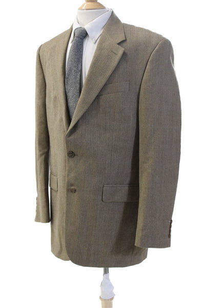 Lauren Ralph Lauren Mens Brown Herringbone Pure New Wool Suit Jacket Size 42