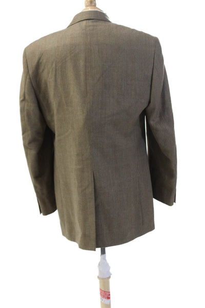 Lauren Ralph Lauren Mens Brown Herringbone Pure New Wool Suit Jacket Size 42