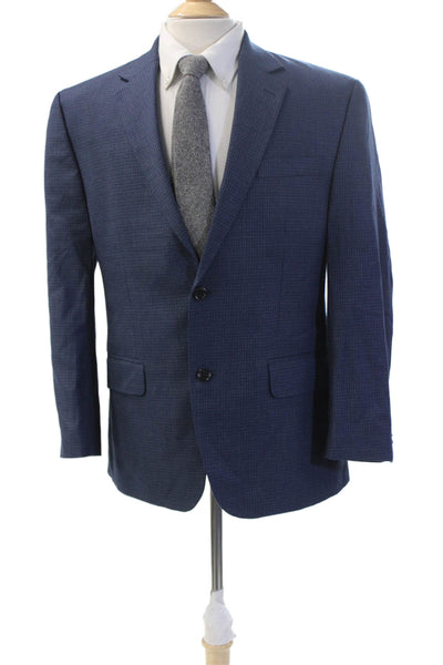 Michael Michael Kors Mens Suit Jacket Blue Check 65/35 Poly Rayon Size 40