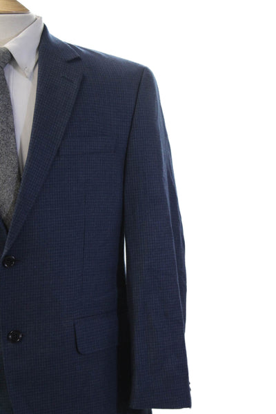 Michael Michael Kors Mens Suit Jacket Blue Check 65/35 Poly Rayon Size 40