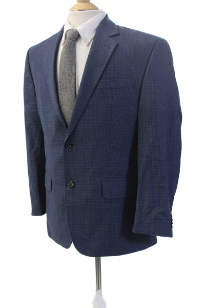Michael Michael Kors Mens Suit Jacket Blue Check 65/35 Poly Rayon Size 40