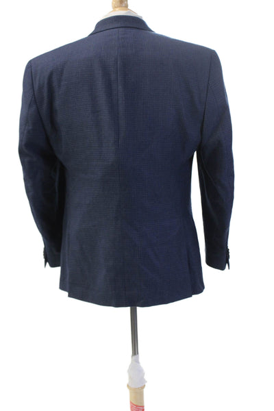 Michael Michael Kors Mens Suit Jacket Blue Check 65/35 Poly Rayon Size 40