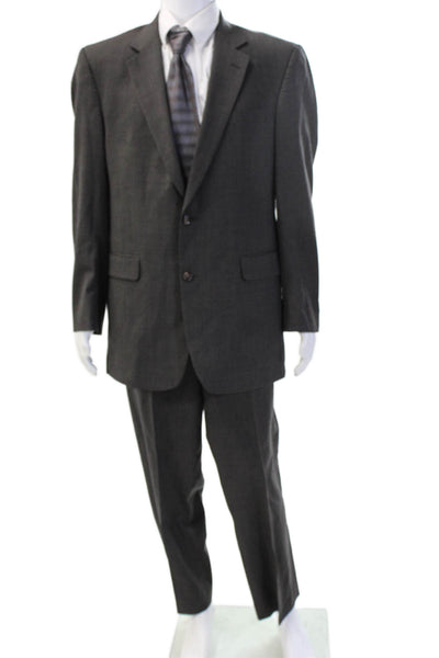 Jos A Bank Mens Dark Gray 2 Piece Wool Suit Button Front Big & Tall Size 42