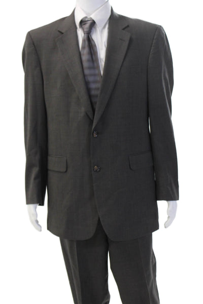 Jos A Bank Mens Dark Gray 2 Piece Wool Suit Button Front Big & Tall Size 42