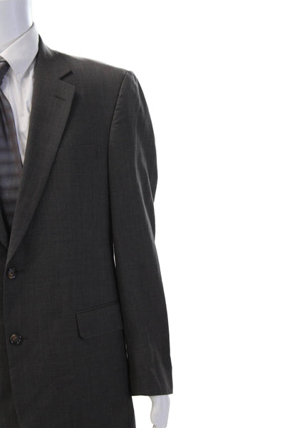 Jos A Bank Mens Dark Gray 2 Piece Wool Suit Button Front Big & Tall Size 42