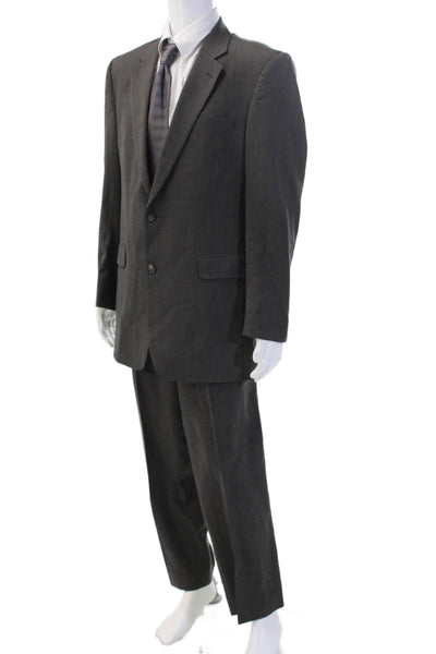 Jos A Bank Mens Dark Gray 2 Piece Wool Suit Button Front Big & Tall Size 42