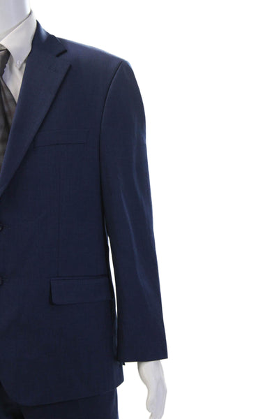 Michael Strahan Mens 2 Piece Blue Wool Blend Suit Big & Tall Button Size 42