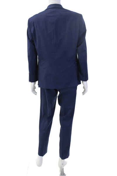 Michael Strahan Mens 2 Piece Blue Wool Blend Suit Big & Tall Button Size 42