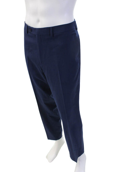Michael Strahan Mens 2 Piece Blue Wool Blend Suit Big & Tall Button Size 42