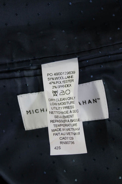 Michael Strahan Mens 2 Piece Blue Wool Blend Suit Big & Tall Button Size 42