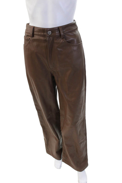We Wore What Women Brown 90s Pants Button Closure 50% Polyester Size 25