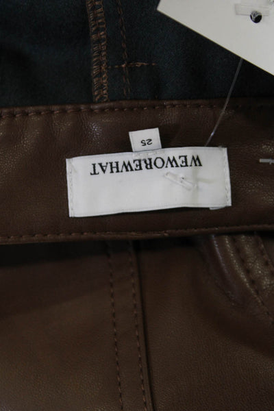 We Wore What Women Brown 90s Pants Button Closure 50% Polyester Size 25