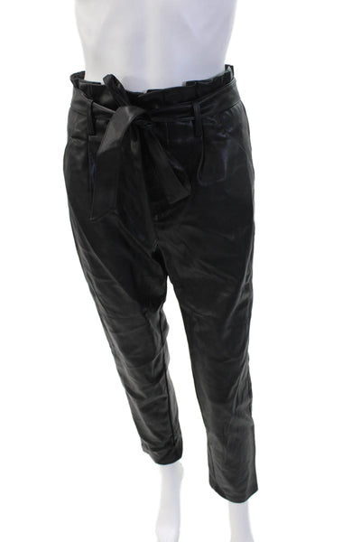 Lucy Paris Womens Paperbag Ankle Pants Black Drawstring Polyester Biker Size S