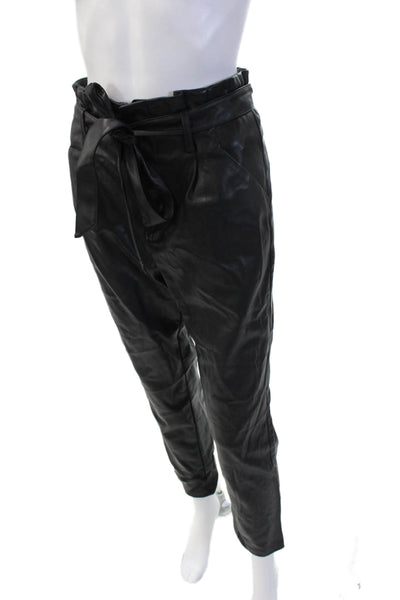 Lucy Paris Womens Paperbag Ankle Pants Black Drawstring Polyester Biker Size S