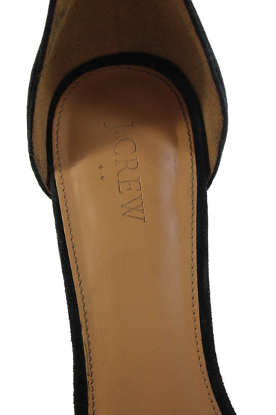 J Crew Womens Suede Ankle Strap Block Heels Shoes Solid Black Size 9.5