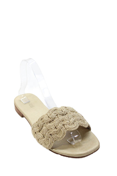 Kaanas Womens Woven Embellished Slip On Flat Shoes Gold Size 11