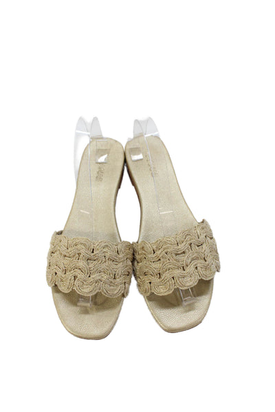 Kaanas Womens Woven Embellished Slip On Flat Shoes Gold Size 11