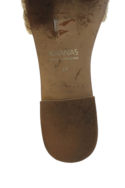 Kaanas Womens Woven Embellished Slip On Flat Shoes Gold Size 11