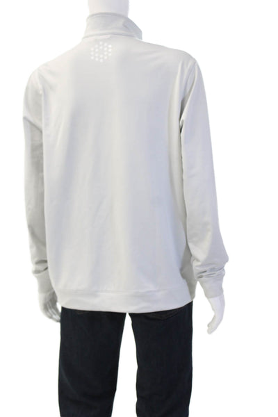 Puma Mens Pullover Sweatshirts Gray Zip Mock Neck Striped Long Sleeve Size L