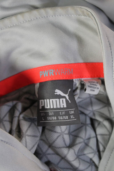 Puma Mens Pullover Sweatshirts Gray Zip Mock Neck Striped Long Sleeve Size L