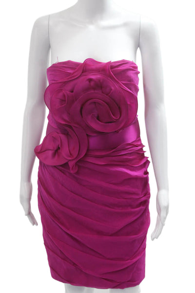Marchesa Notte Women Pink Bodycon Mini Dress Silk Spandex Hook Eye Size 8