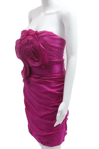 Marchesa Notte Women Pink Bodycon Mini Dress Silk Spandex Hook Eye Size 8