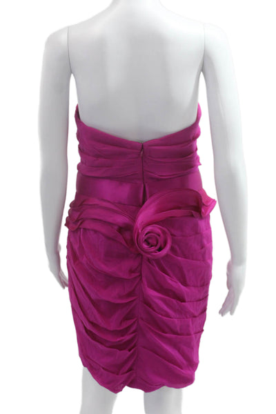 Marchesa Notte Women Pink Bodycon Mini Dress Silk Spandex Hook Eye Size 8