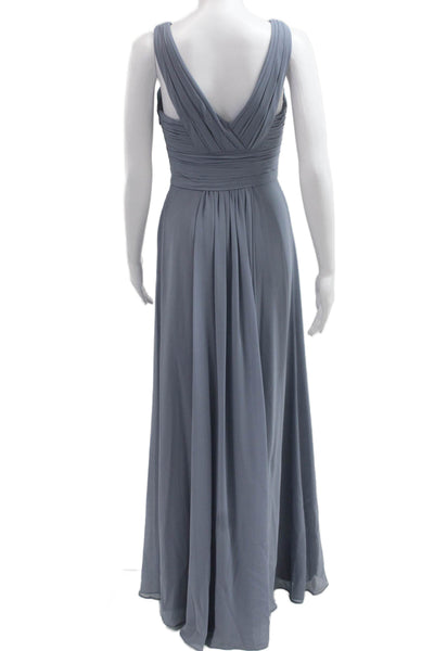Monique Lhuillier Women Maxi Dress Gray V Neck Sleeveless Long Size 0