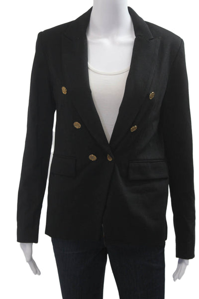 Drew Women Classic Black V-Neck Button Front Blazer Long Sleeve Size S