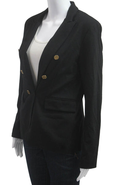 Drew Women Classic Black V-Neck Button Front Blazer Long Sleeve Size S