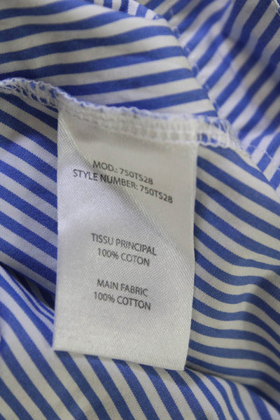 Carven Womens Striped Cropped Ringer T Shirt Gray Cotton Size S