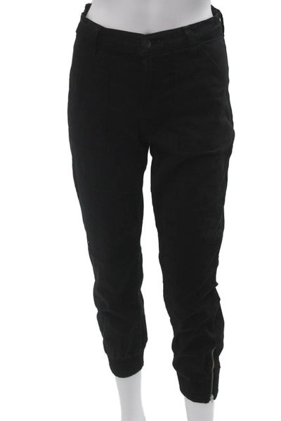 J Brand Women Ankle Jogger Pants Black Button Closure Size S