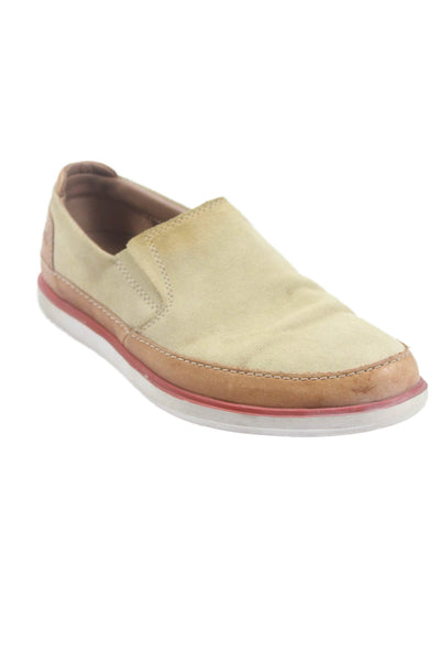 Clarks Mens Suede Round Toe Slip-On Casual Shoes Beige Size 8