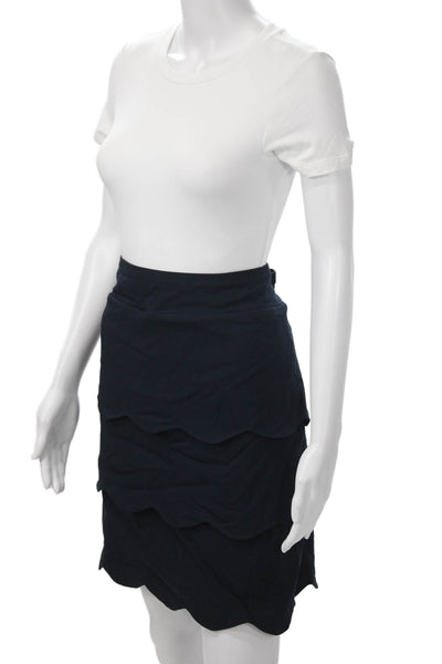 J. Mclaughlin Women Straight Pencil Skirt Dark Blue Knee Length Size 10