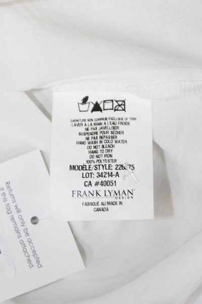 Frank Lyman Womens White Button Up Short Sleeve Blouse Round Neck Size 8