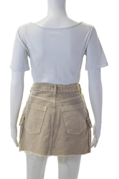 Zara Womens Mini Cargo Skirt Beige Cotton Solid Size S