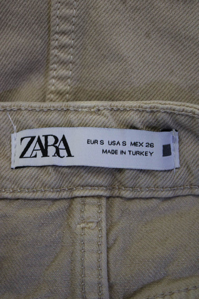 Zara Womens Mini Cargo Skirt Beige Cotton Solid Size S