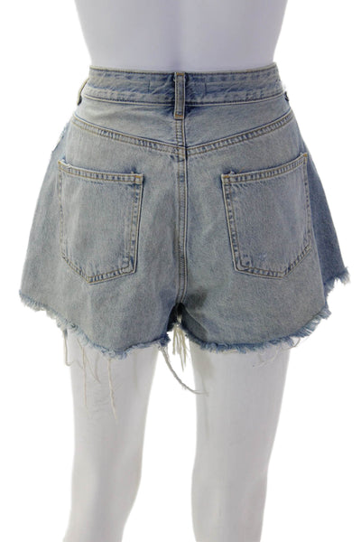 Zara Unisex Light Blue Cotton 90s Button Shorts Size 6