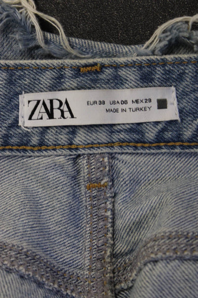 Zara Unisex Light Blue Cotton 90s Button Shorts Size 6