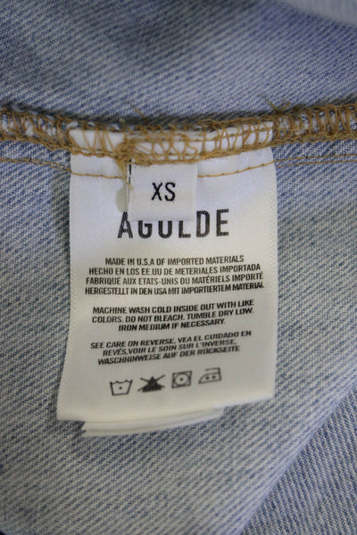 Agolde Women Collared Sleeveless Light Blue Organic Cotton Vest 90s Size XS