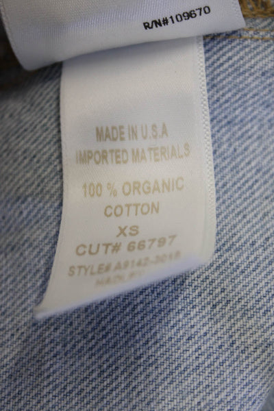 Agolde Women Collared Sleeveless Light Blue Organic Cotton Vest 90s Size XS