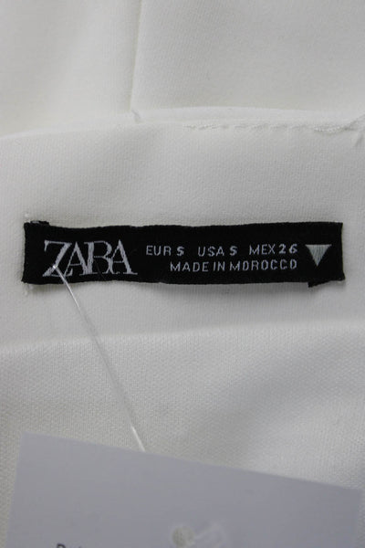 Zara Women Basic White Sleeveless Tank 100% Polyester Zip Closure Size S