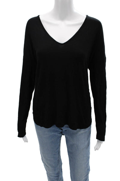 Bordeaux Womens Basic V-Neck Black Long Sleeve Sweater 94% Rayon Size M