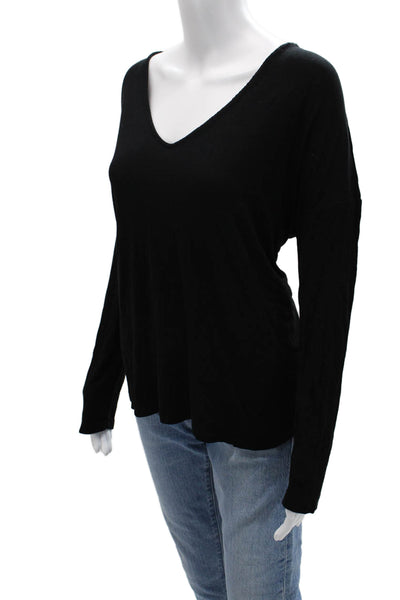 Bordeaux Womens Basic V-Neck Black Long Sleeve Sweater 94% Rayon Size M