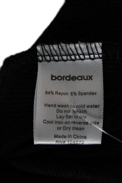 Bordeaux Womens Basic V-Neck Black Long Sleeve Sweater 94% Rayon Size M