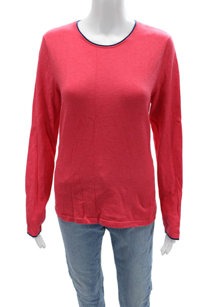 J. Mclaughlin Women Basic Red T-Shirt Round Neck Long Sleeve Size L