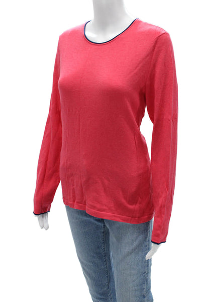 J. Mclaughlin Women Basic Red T-Shirt Round Neck Long Sleeve Size L