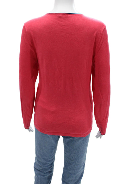 J. Mclaughlin Women Basic Red T-Shirt Round Neck Long Sleeve Size L